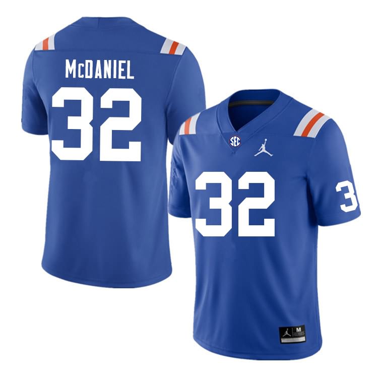 Men's NCAA Florida Gators Mordecai McDaniel #32 Stitched Authentic Nike Blue Throwback College Football Jersey MMO4265CC